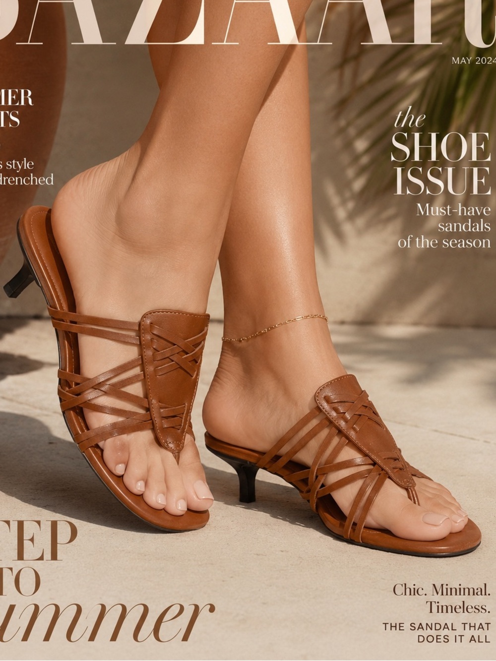 Banana Republic Brown Leather Strappy Toe-Loop Mules